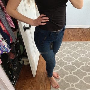 👖 A.N.A blue jeans navy with zips jeggins skinny